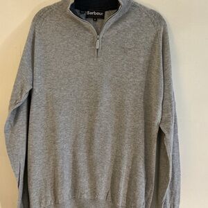 Barbour Men's Heather Gray Zip-Up Sweater